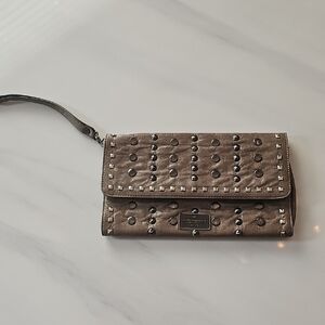 BCBGMaxAzria Gray Studded Clutch Wristlet